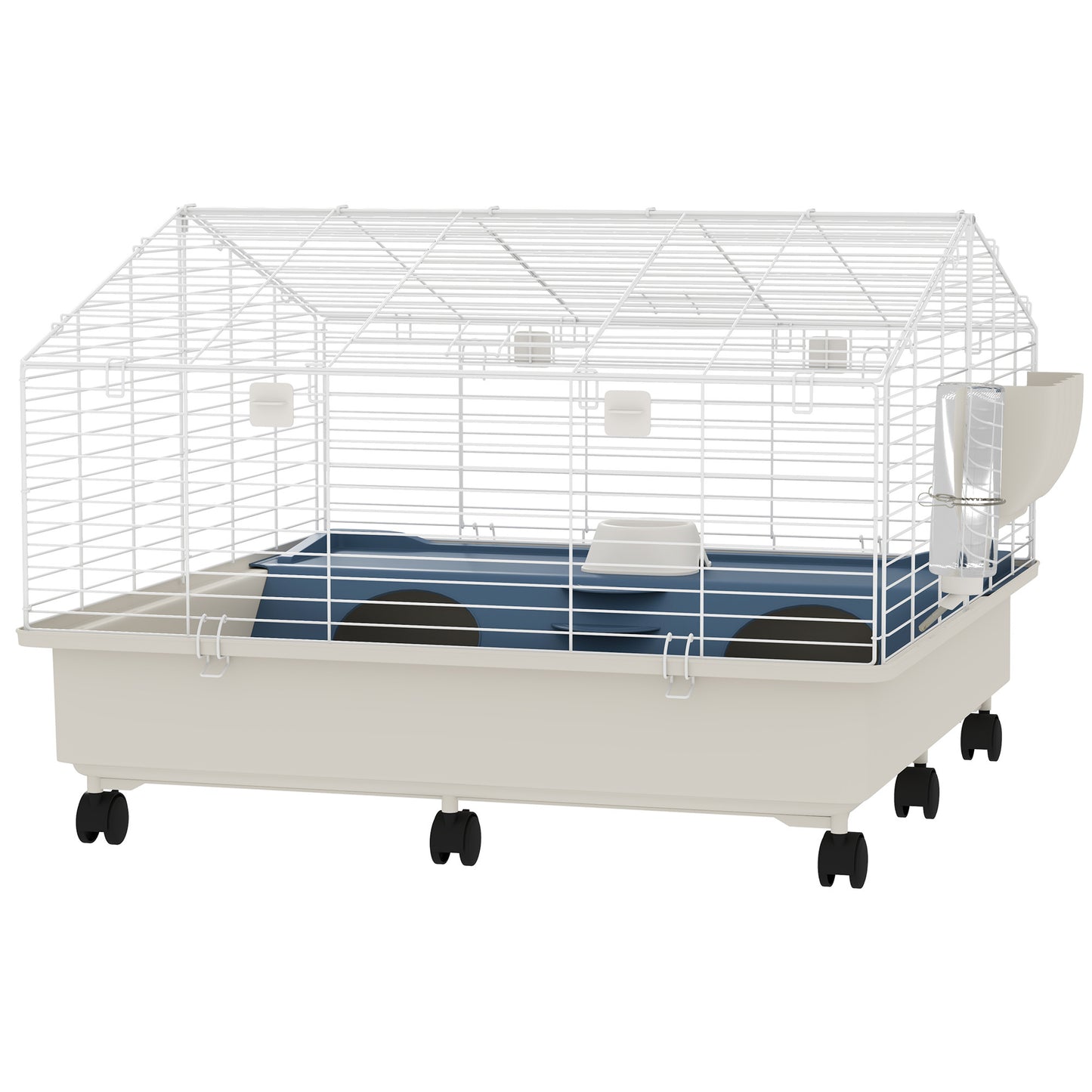 The Movable Mansion: Rolling Small Animal Cage with Feeding Essentials