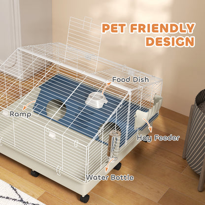 The Movable Mansion: Rolling Small Animal Cage with Feeding Essentials