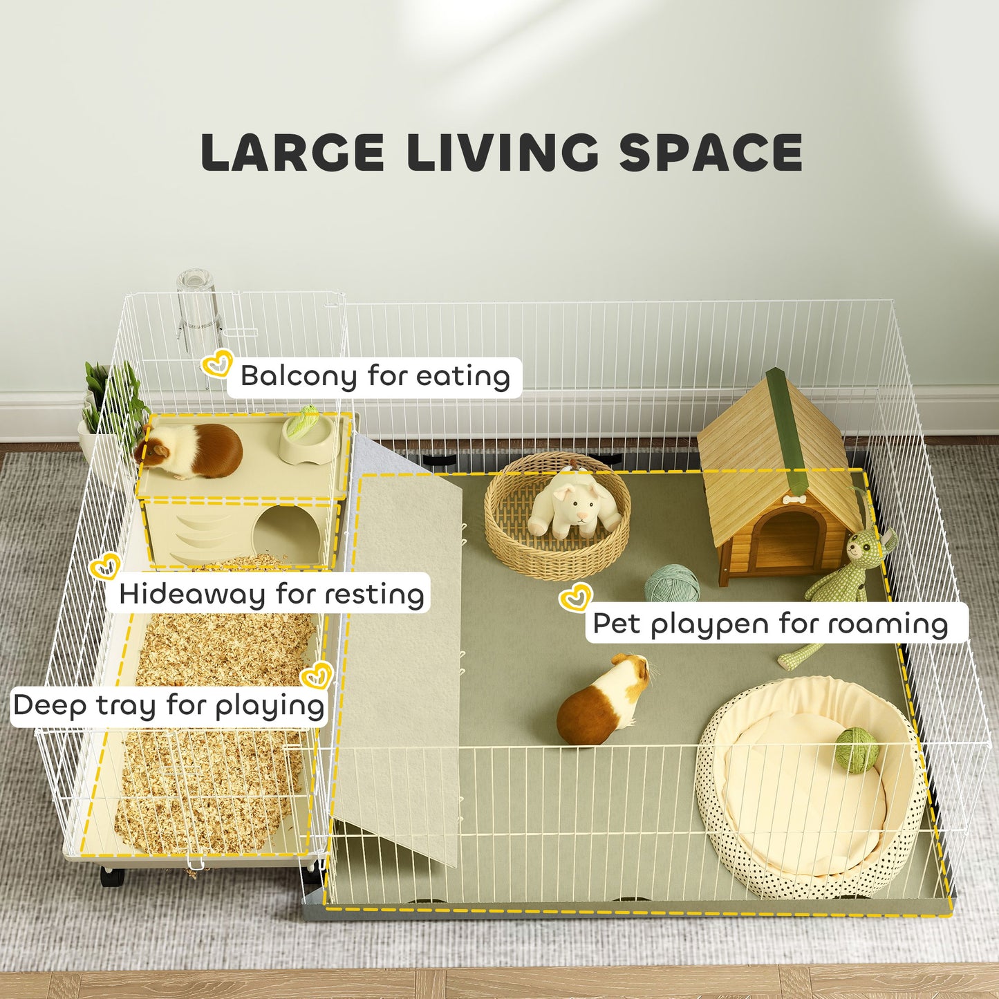 The Expandable Habitat: Premium Guinea Pig & Hedgehog Cage with Detachable Playpen